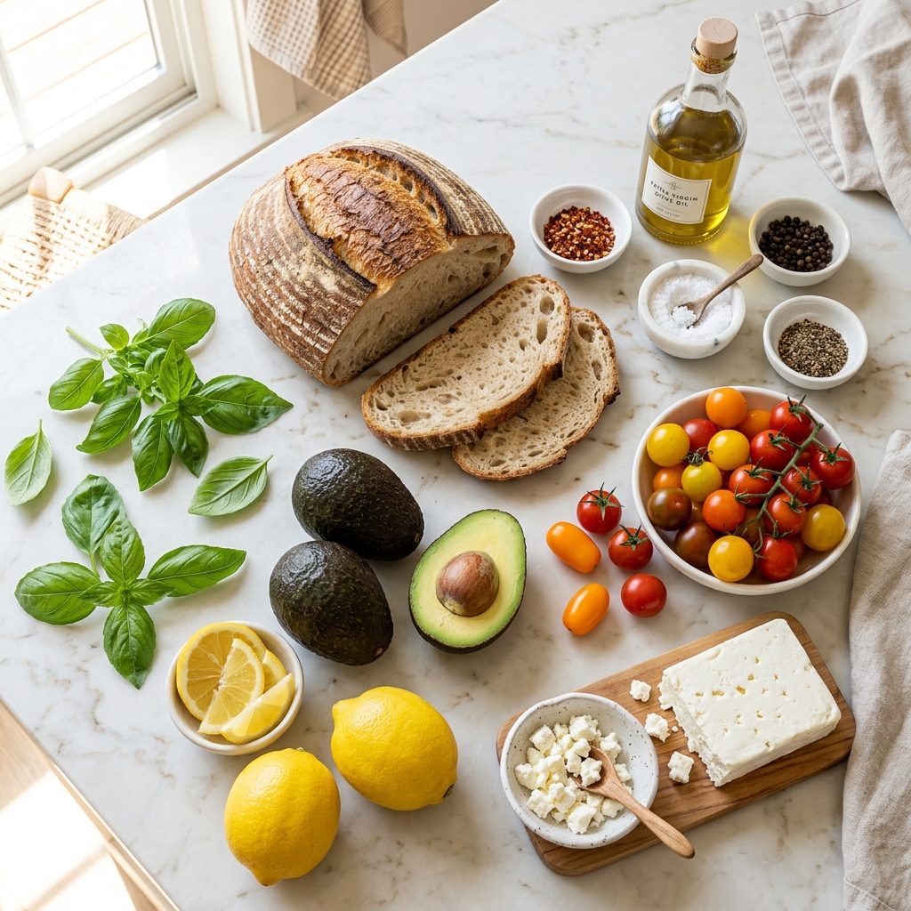 Avocado Tomato Toast With Creamy Feta and Lemon