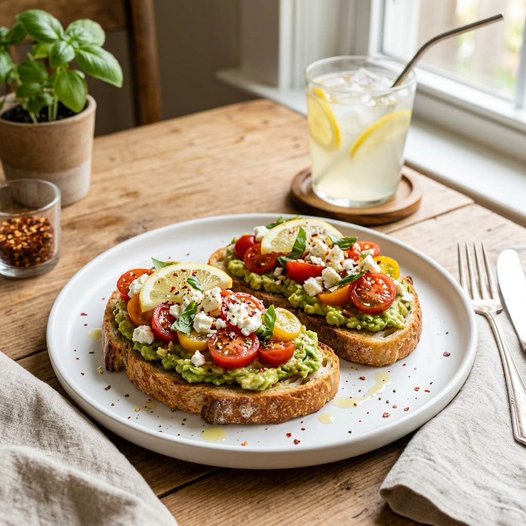 Avocado Tomato Toast With Creamy Feta and Lemon for College Students
