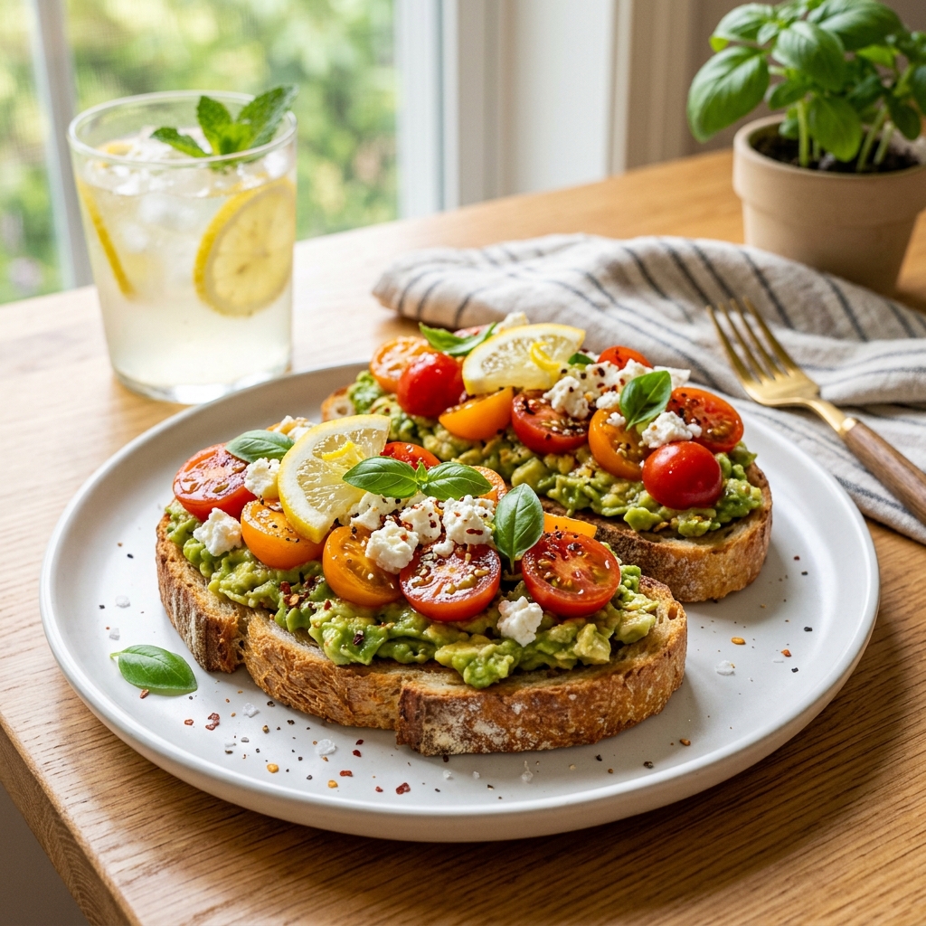 Avocado Tomato Toast With Creamy Feta and Lemon for College Students