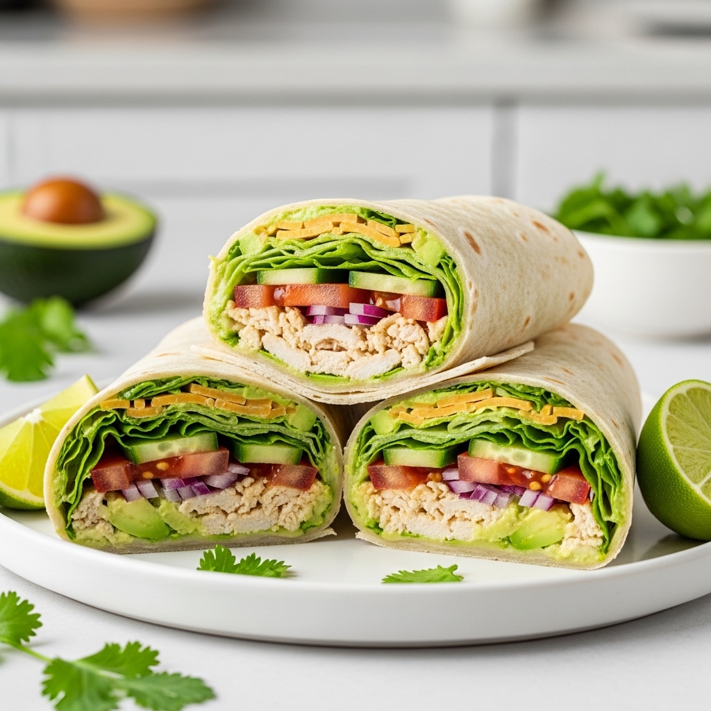 Creamy Avocado Chicken Wraps