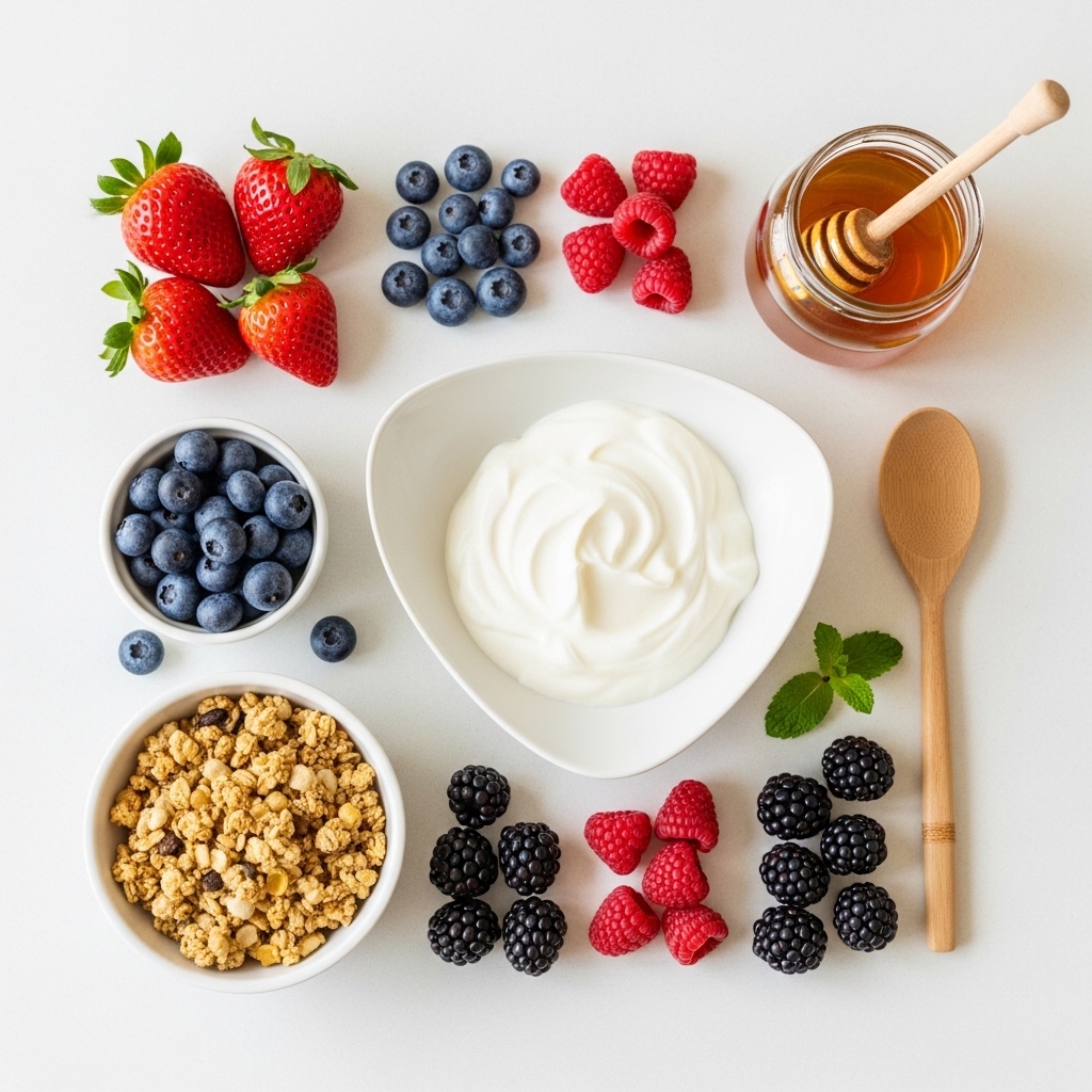 Creamy Berry Yogurt Parfait With Honey Granola Layers for College Students Without Full Kitchens