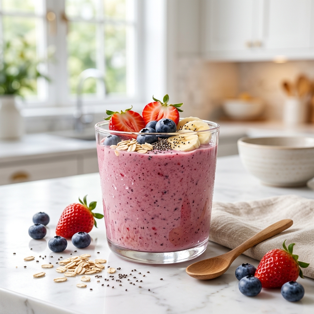Berry Banana Oat Breakfast Smoothie