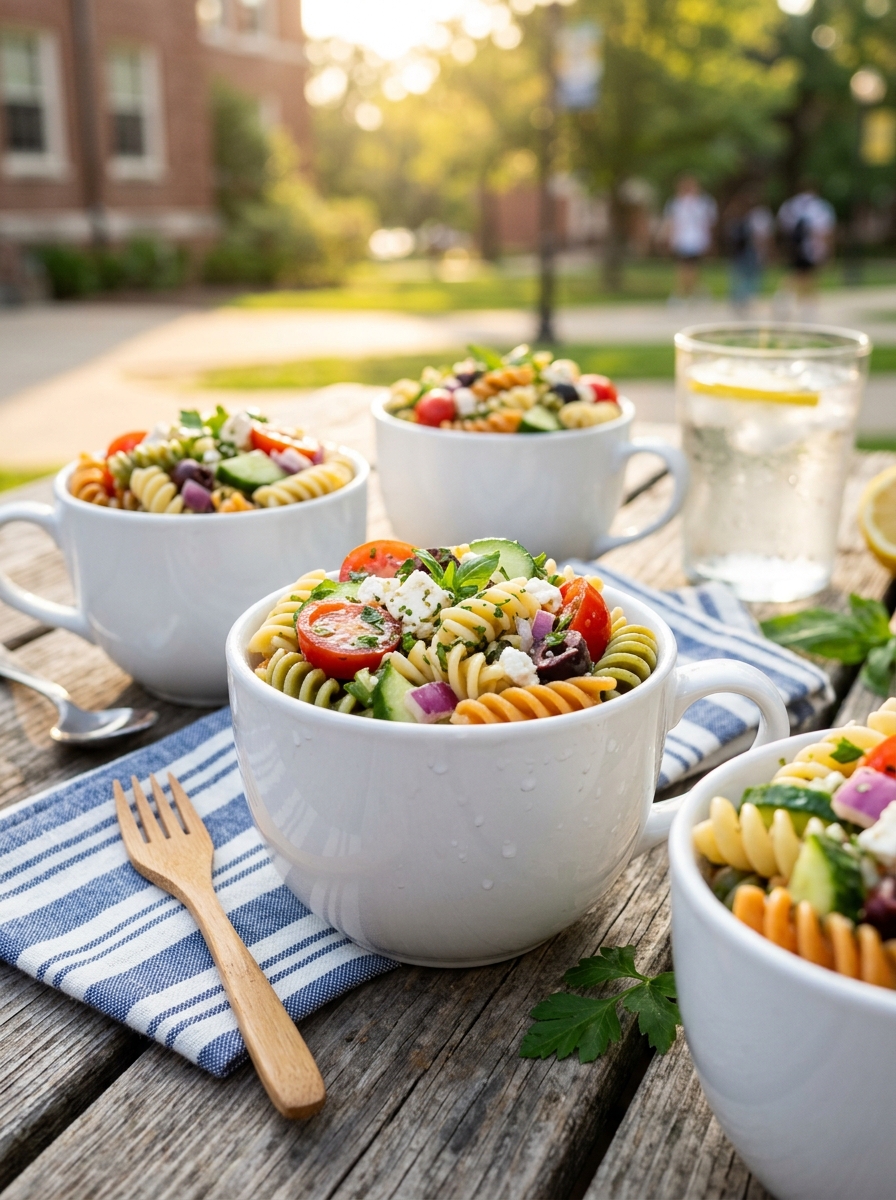 Chilled Mediterranean Pasta Salad Cups for College Students