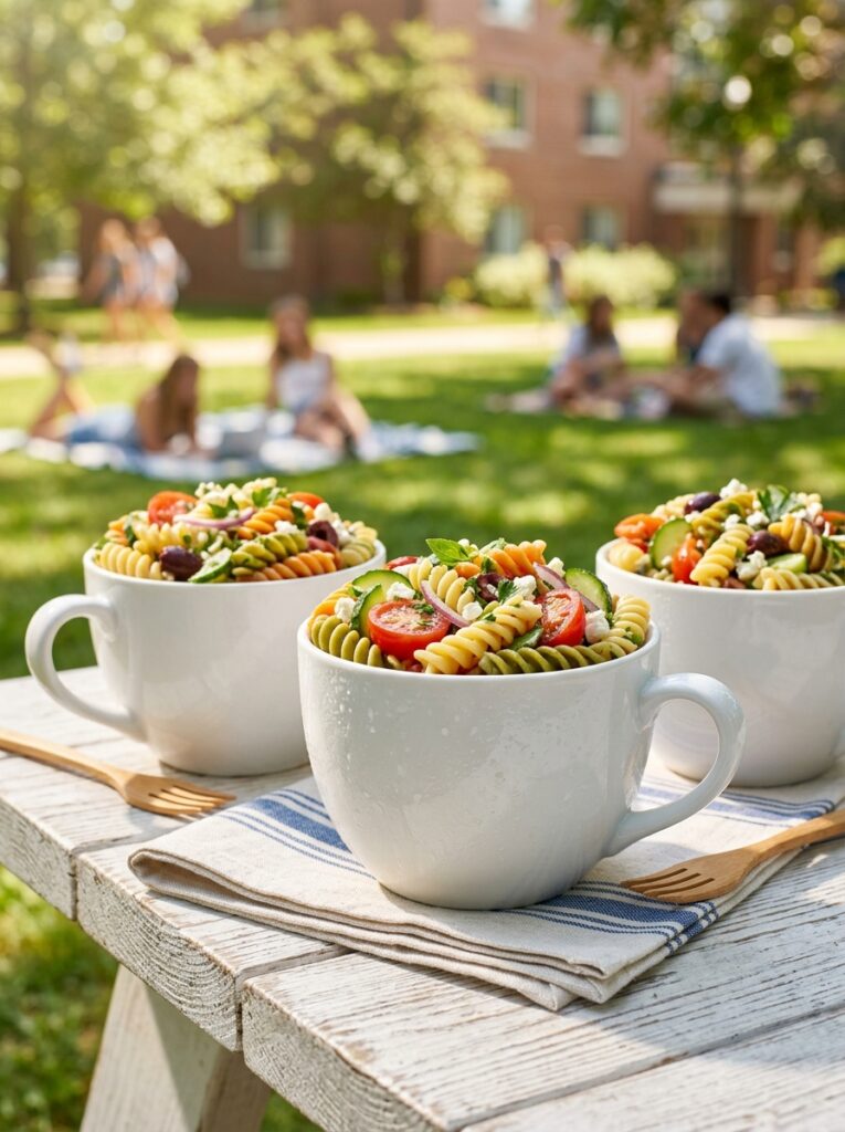 Chilled Mediterranean Pasta Salad Cups for College Students