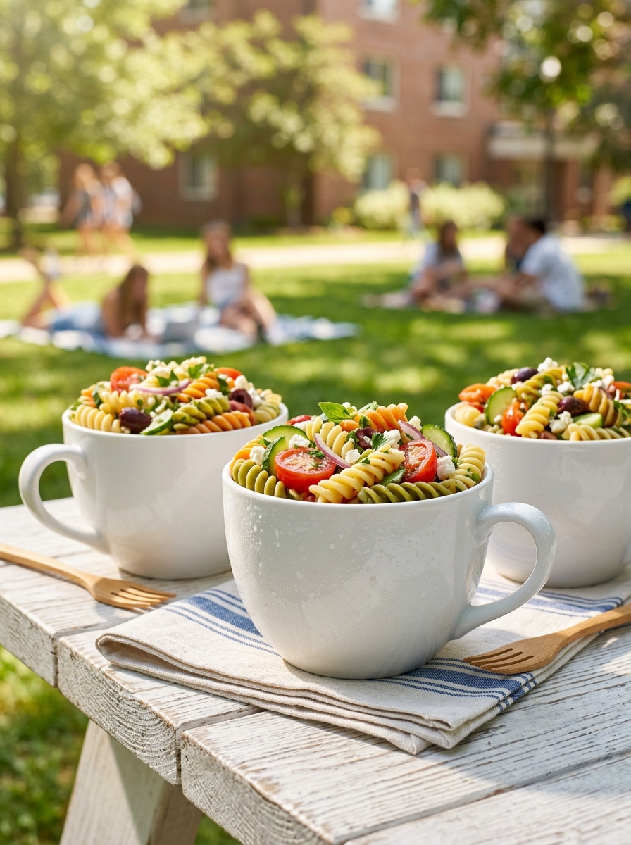 Chilled Mediterranean Pasta Salad Cups for College Students