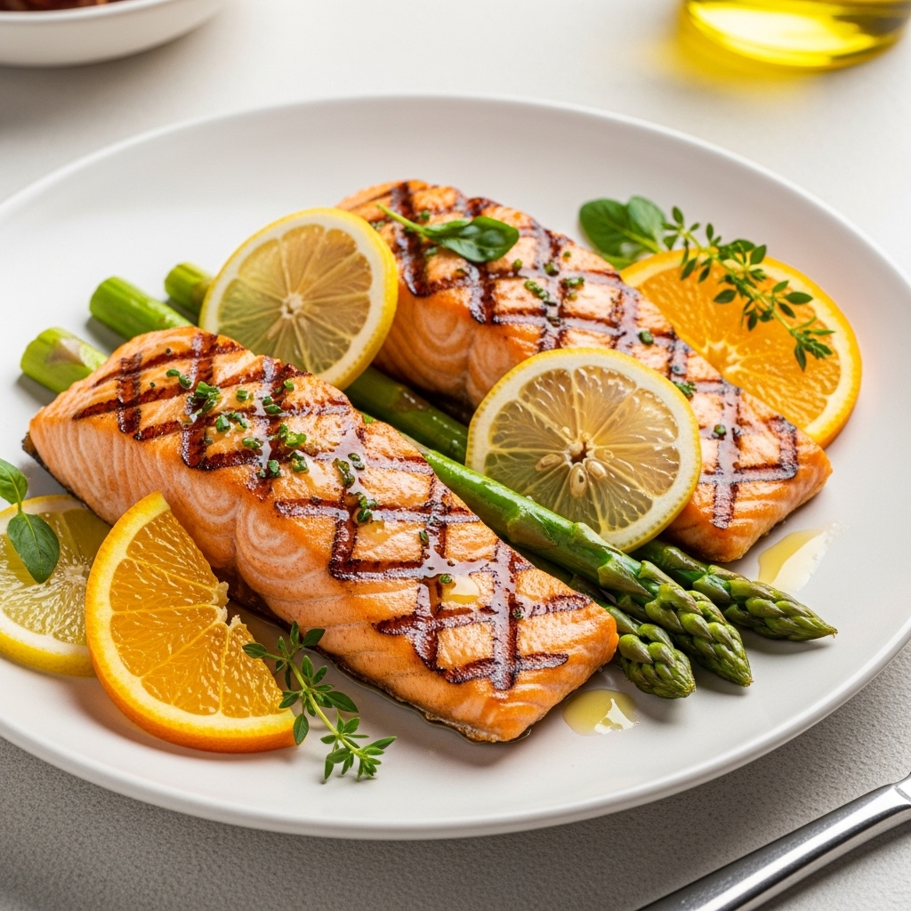 Grilled Salmon with Asparagus and Citrus