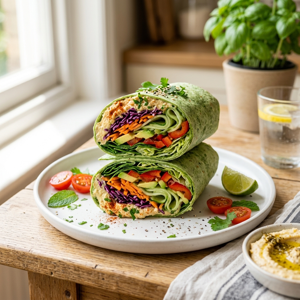 Loaded Hummus Veggie Wrap With Fresh Summer Crunch for College Students