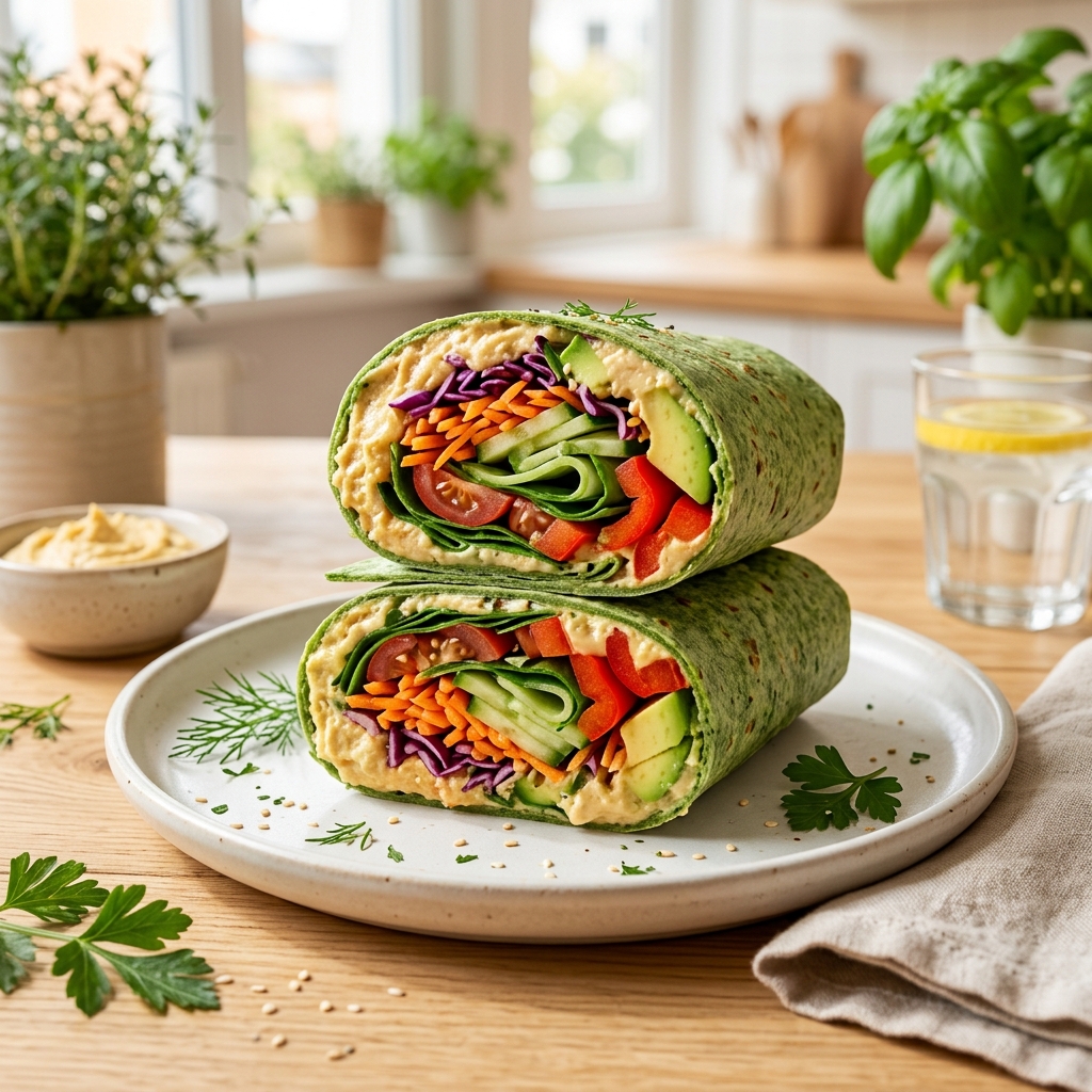 Loaded Hummus Veggie Wrap With Fresh Summer Crunch for College Students