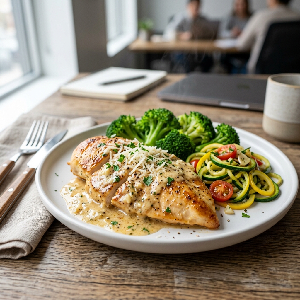 Keto Garlic Parmesan Chicken for Office Workers Doing Low-Carb Meal Prep