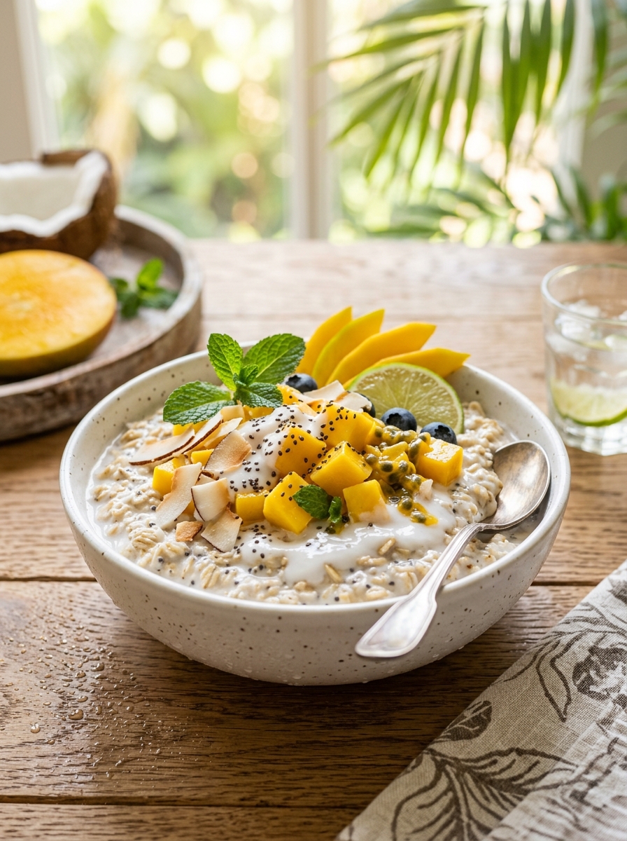 Tropical Mango Overnight Oats With Coconut and Chia