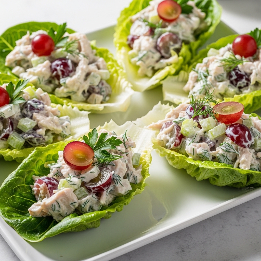 Chilled Greek Yogurt Chicken Salad Lettuce Cups