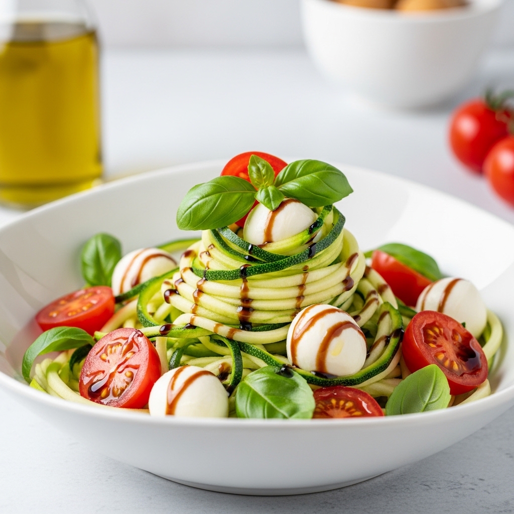 No-Cook Caprese Zucchini Noodles