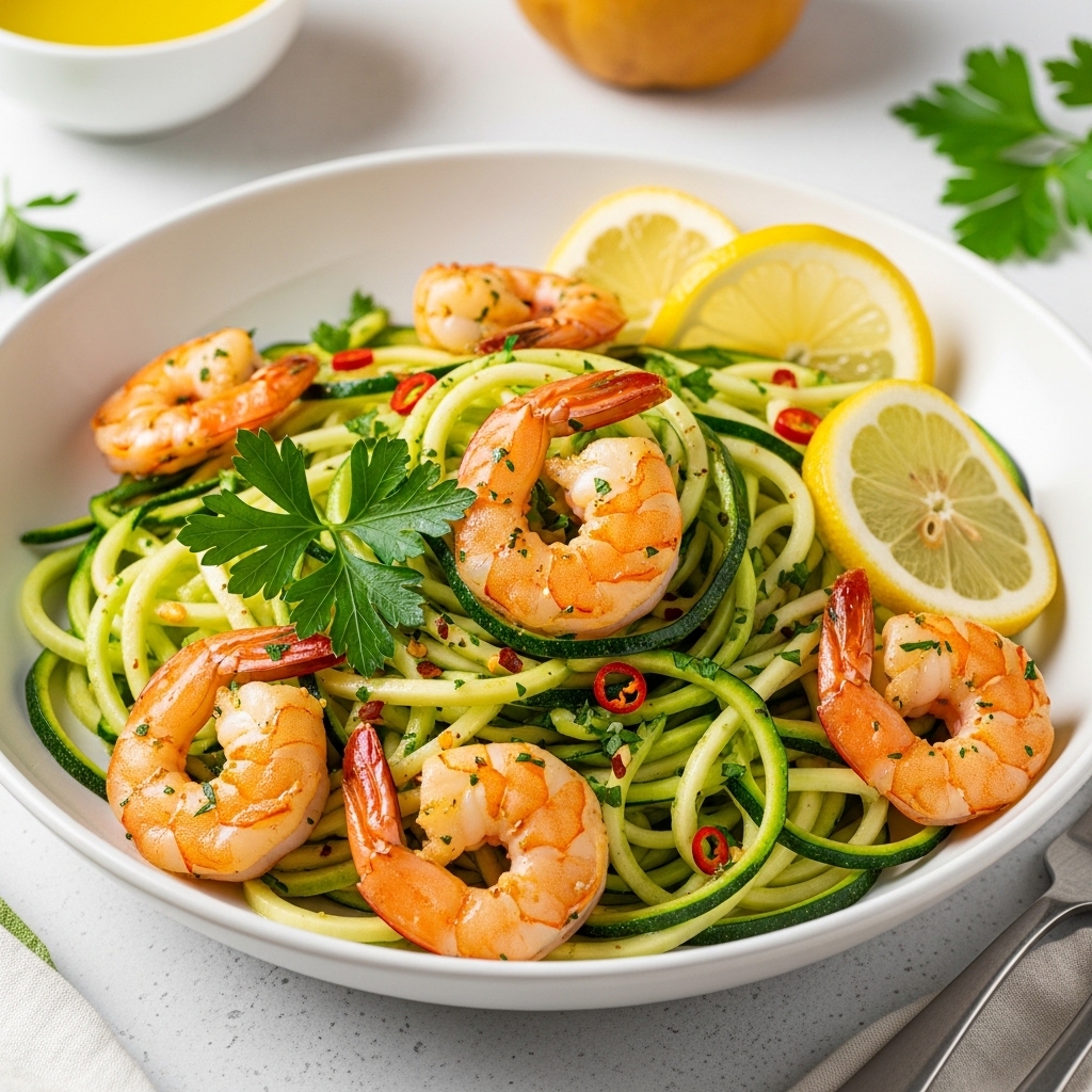 Zucchini Noodles with Garlic Shrimp