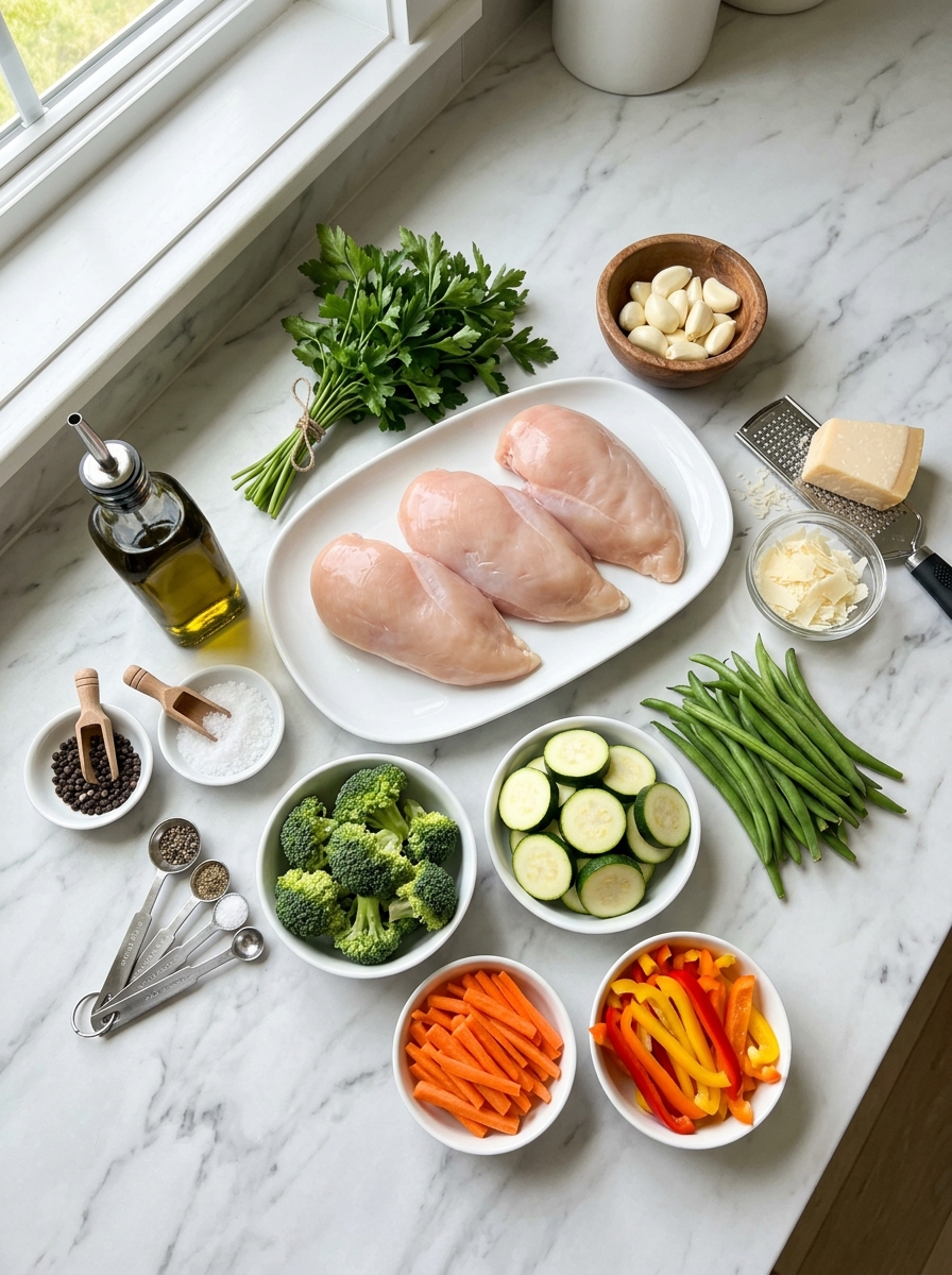 Garlic Parmesan Chicken with Vegetables for Diabetics Managing Balanced Dinners