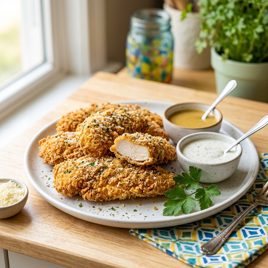 Crispy Garlic Parmesan Chicken Tenders for Picky Elementary School Kids