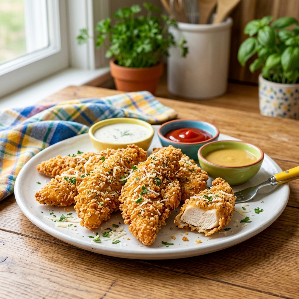 Crispy Garlic Parmesan Chicken Tenders for Picky Elementary School Kids