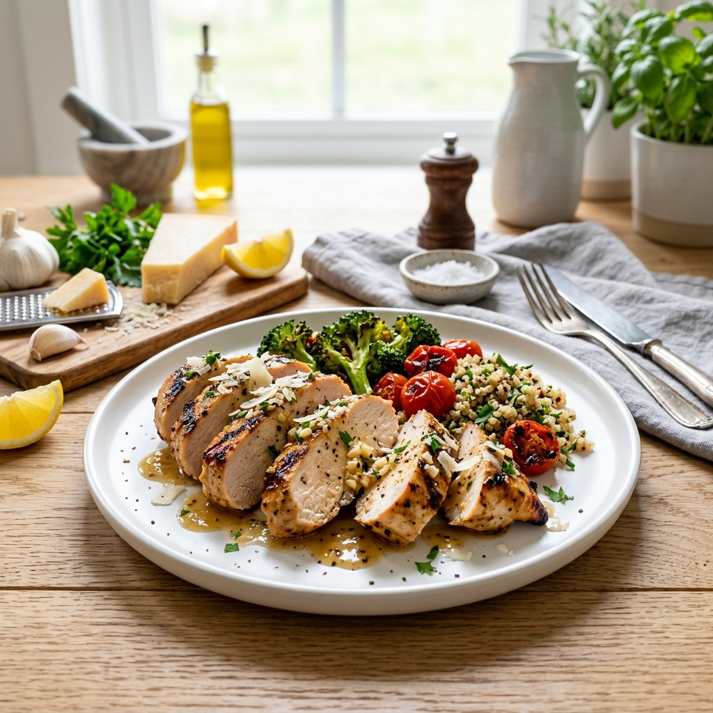 High Protein Garlic Parmesan Chicken for Bodybuilders Tracking Macros