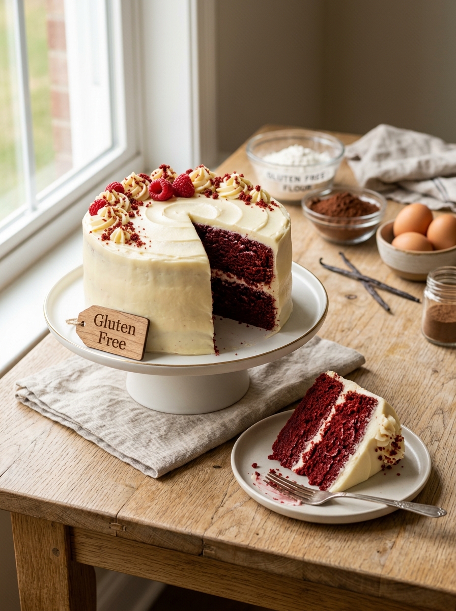 Gluten Free Red Velvet Cake for Newly Diagnosed Celiac Adults