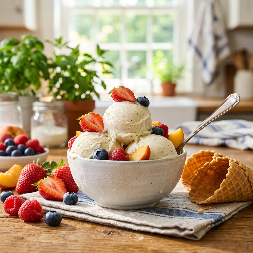 Homemade Vanilla Ice Cream for Parents Making Kid-Friendly Summer Desserts