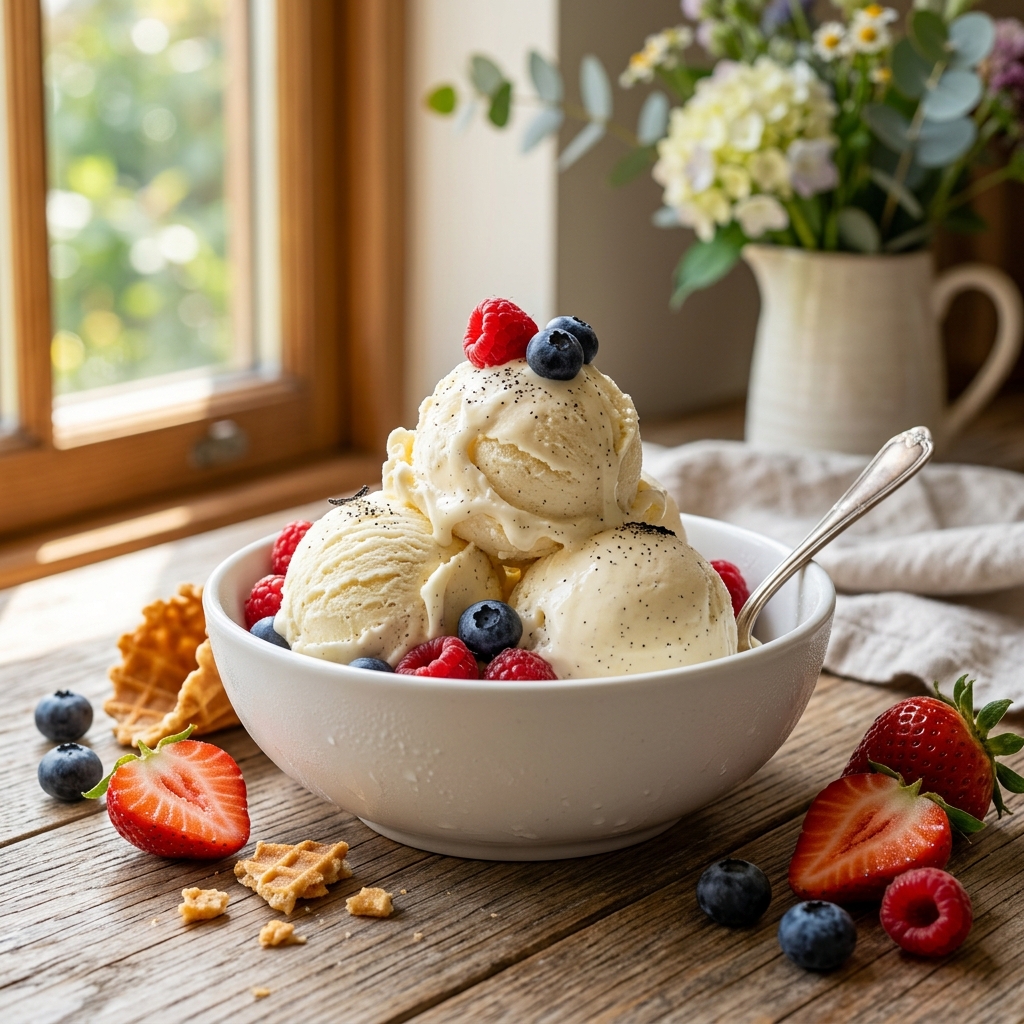 Homemade Vanilla Ice Cream for Parents Making Kid-Friendly Summer Desserts