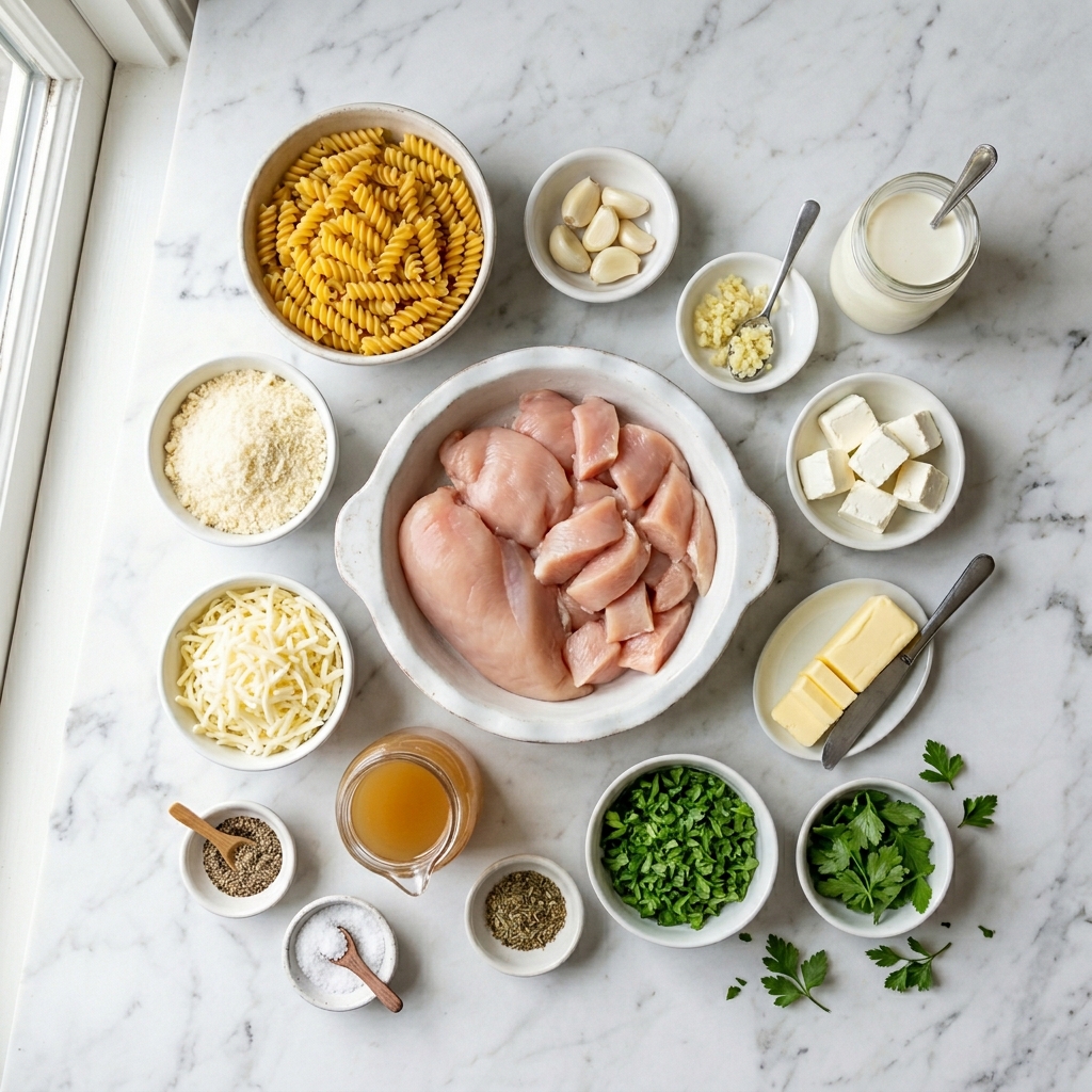 Freezer-Friendly Garlic Parmesan Chicken Casserole for Postpartum Freezer Meal Prep