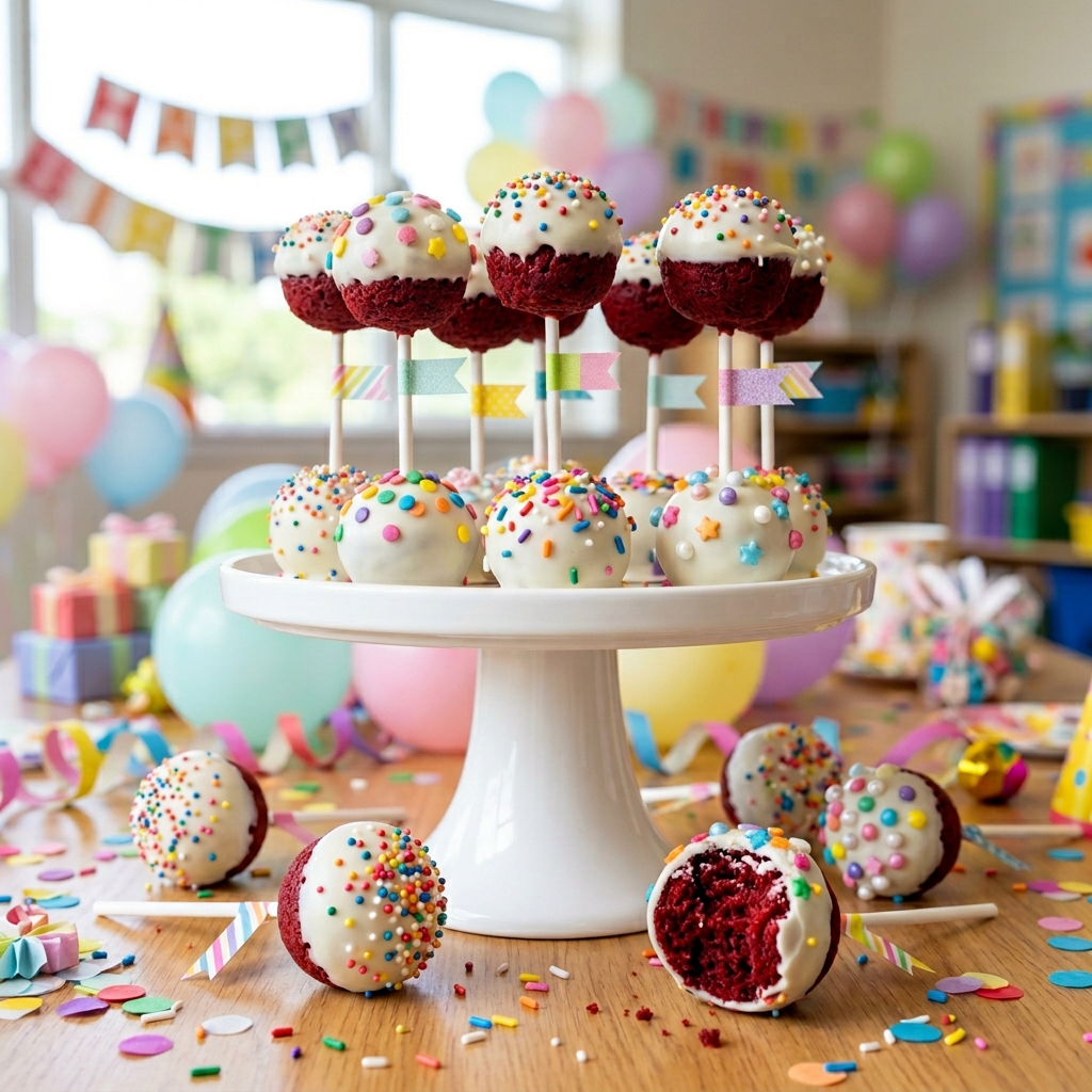 Red Velvet Cake Pops for Moms Planning Kids’ Classroom Parties