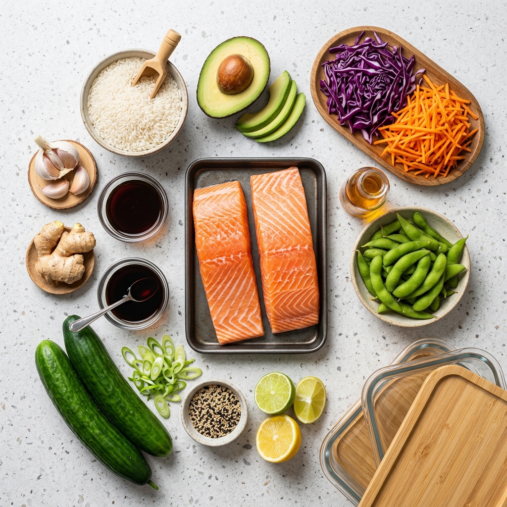 Salmon Rice Bowl Recipe for Office Workers Meal Prepping Weekday Lunches